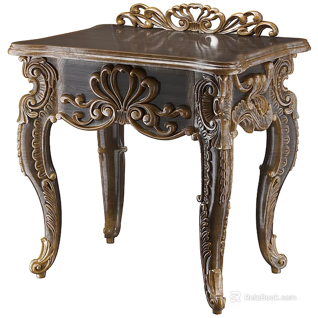 Ornate Antique Wooden Table With Intricate Carved Details And Decorative Leg Design 3d model 