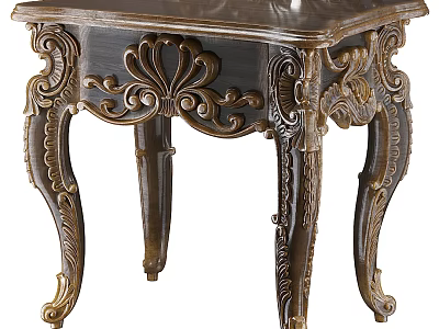 Ornate Antique Wooden Table With Intricate Carved Details And Decorative Leg Design 3d model