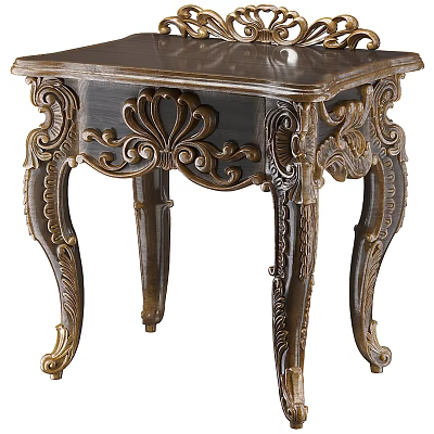 Ornate Antique Wooden Table With Intricate Carved Details And Decorative Leg Design 3d model