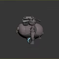 Artistic Mechanical Device and Cartoon Character Sculptures with Goggles and Spacesuit Like Outfit