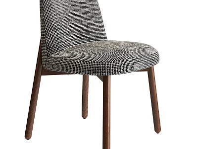 Single Chair with Textured Fabric Upholstery and Solid Wooden Legs Modern Design 3d model