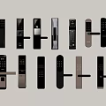 Modern Smart Door Handles Featuring Various Digital Lock And Keypad Designs 3d model