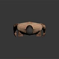Muscular Shirtless Male Character Standing in Gray Shorts on Gray Background
