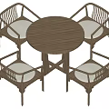 New Chinese Dining Table and Chair Combination Leisure Table and Chair 3d model