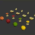 Fresh Colorful Apples And Slices With Mushroom Shaped Decorations On Gray Background