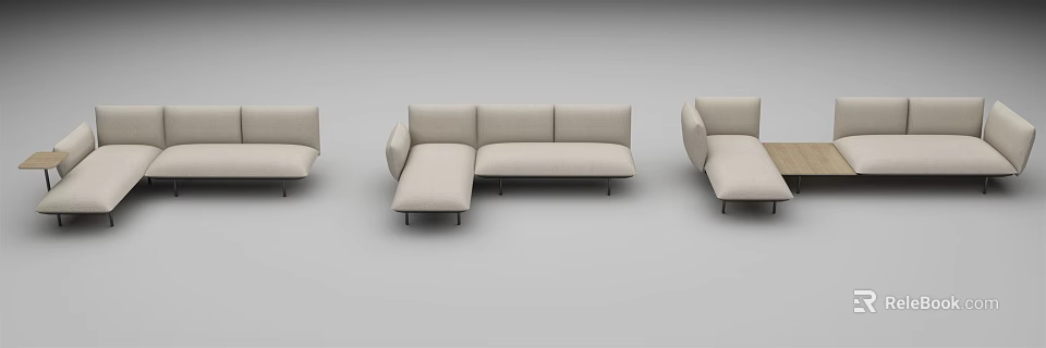Modern Sectional Sofa With Neutral Upholstery And Different Configurations 3d model