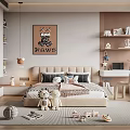 Cozy Modern Kids Bedroom With Toys Bookshelves And Study Desk