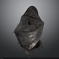 Ancient Rusted Metal Helmet With Worn Surface And Protective Design