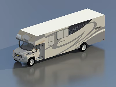Modern Recreational Vehicle With White Roof Streamlined Body And Stylish Graphics 3d model