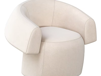 Stylish Beige Modern Single Sofa With Curved Arms And Rounded Design 3d model