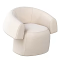 Stylish Beige Modern Single Sofa With Curved Arms And Rounded Design