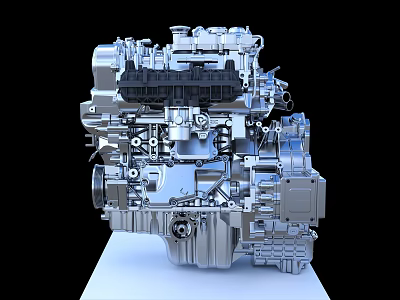 Highly Detailed Automotive Engine With 3D Rendered Mechanical Metal Components 3d model