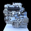 Highly Detailed Automotive Engine With 3D Rendered Mechanical Metal Components