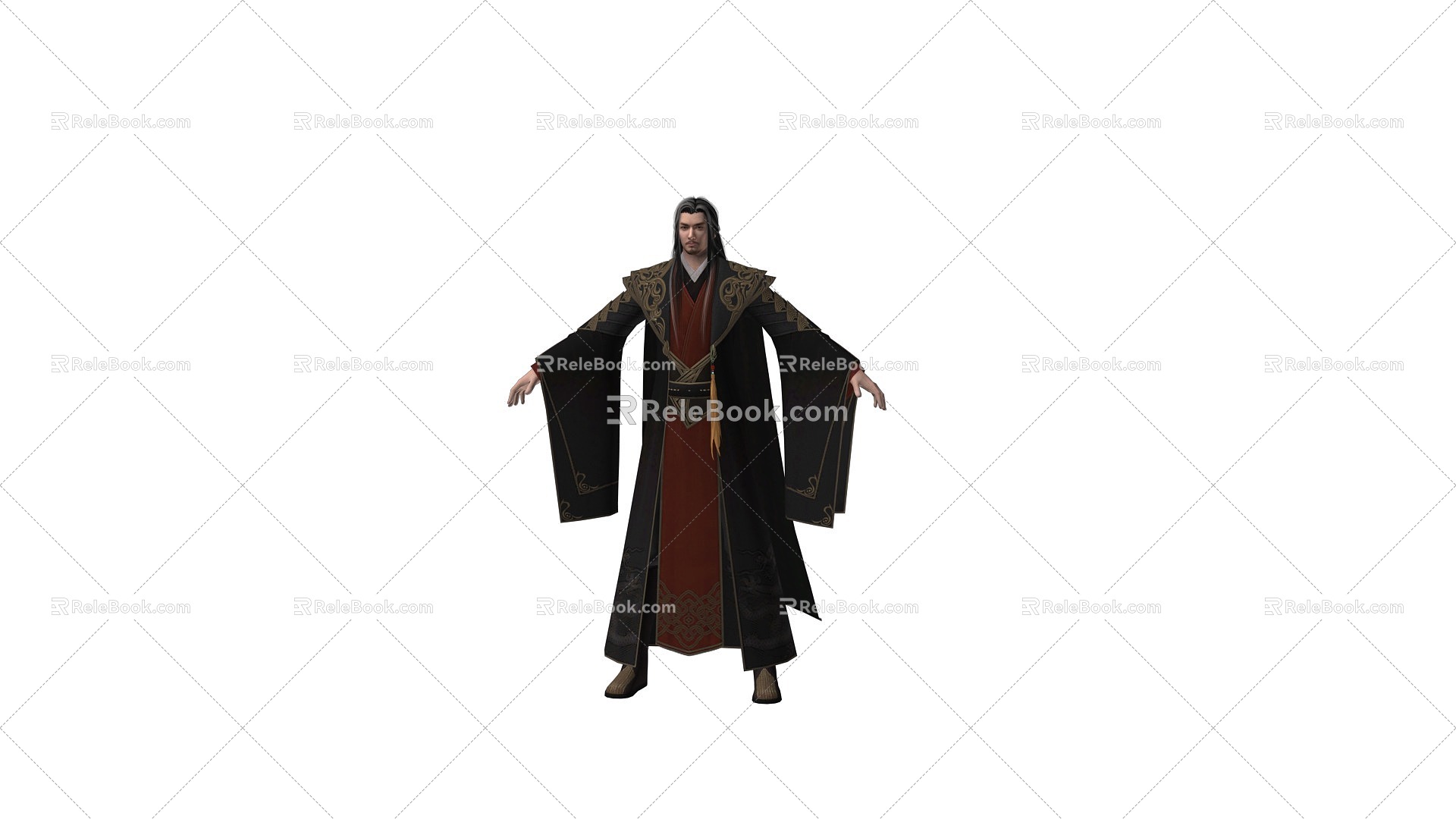 Ancient Hanfu Wulin League Leader Wang Ye Xiangye Zhuang Master Mansion Master Elder sect Leader 3d model