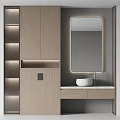 Elegant Modern Bathroom Vanity With Wooden Cabinet Marble Countertop And Mirror