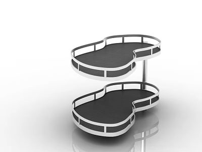 Modern Curved Design Cabinets With Double Layer Black Top And White Frame 3d model