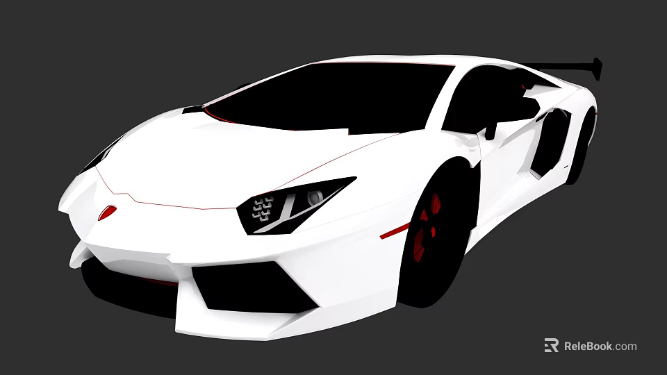 White Sports Car With Sleek Design Black Wheels Red Accent Stripes And Sharp Headlights 3d model 