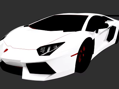 White Sports Car With Sleek Design Black Wheels Red Accent Stripes And Sharp Headlights 3d model