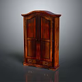 Classic Dark Wooden Wardrobe Furniture With Double Doors And Bottom Drawers Design