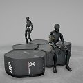 Humanoid robot with black seat 3d model