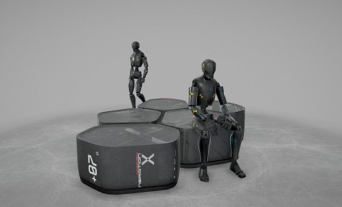 Humanoid robot with black seat 3d model