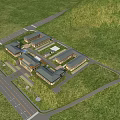 Modern Commercial Complex With Integrated Layout Multiple Buildings Green Lawns And Roads 3d model
