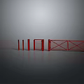 Red Metal Weapon Protective Barriers With Multiple Various Styles On Gray Background 3d model