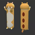 Cute Yellow Cat Shaped Pillow With Red Ears Tail White Belly And Three Red Dots