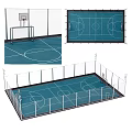 Outdoor Soccer Field With Enclosed Fence White Markings And Goalposts