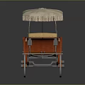 Vintage Horse Carriage Design With Beige Canopy Red Frame Beige Seats And Orange Wheels