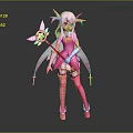 Game Movie Magical Girl Character In Pink Outfit With Blonde Hair Magical Wand And Wings