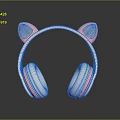 Cute Pink Cat Ear Glowing Computer Headphones In Pink And White Design