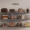 Poliform Handbags Assorted Styles Displayed On Shelves With Classic And Modern Designs