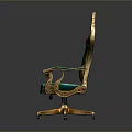 Luxurious Single Chair With Green Cushion Gold Trim And Red Gemstone Accents