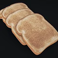 Freshly Baked Slices of Whole Grain Brown Bread on Black Background 3d model