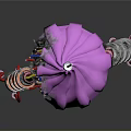 Vibrant Biomechanical Character With Purple Head And Colorful Segmented Body Design