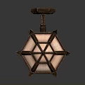 Vintage Decorative Lantern With Intricate Metal Frame And Stained Glass Panels Ornate Details
