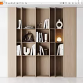 Modern bookcase wooden bookcase combination 3d model