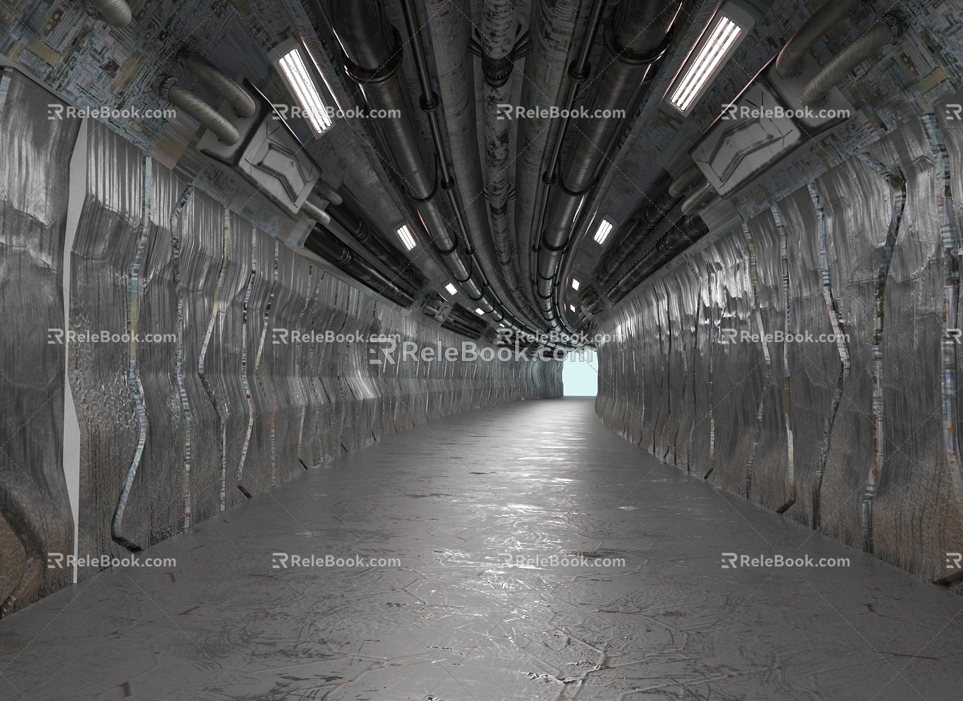 Future underground tunnel traffic tunnel 3d model