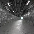 Underground Road Tunnel Infrastructure Featuring Metal Pipes Lighting Textured Walls And Gray Floor