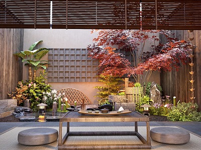 Zen Courtyard Landscape Garden Landscape Stone Landscape Plant Landscaping model