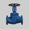 Blue Industrial Valve With Handwheel And Flanged Connections For Pipeline Systems