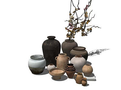 Quiet Wind Pottery Pottery Pot Utensils Ornaments 3d model