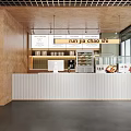Bright Modern Supermarket Interior With Checkout Counter Display Cases And Glass Windows