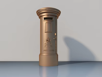 Vintage Golden Commercial Mailbox With Crown Logo And VR 1881 Engraving 3d model
