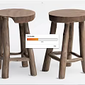 Rustic Wooden Stools with Round Seats Four Legs and Natural Wood Tone Design