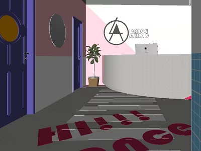 Dance Classroom Yoga 3d model