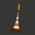 Orange Traffic Cone With White Reflective Stripes And Round Top Reflector For Road Safety