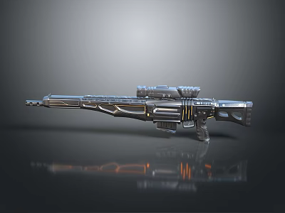 Futuristic Advanced Rifle With Telescopic Sight Intricate Metallic Design And Reflective Surface 3d model
