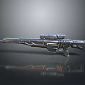 Futuristic Advanced Rifle With Telescopic Sight Intricate Metallic Design And Reflective Surface
